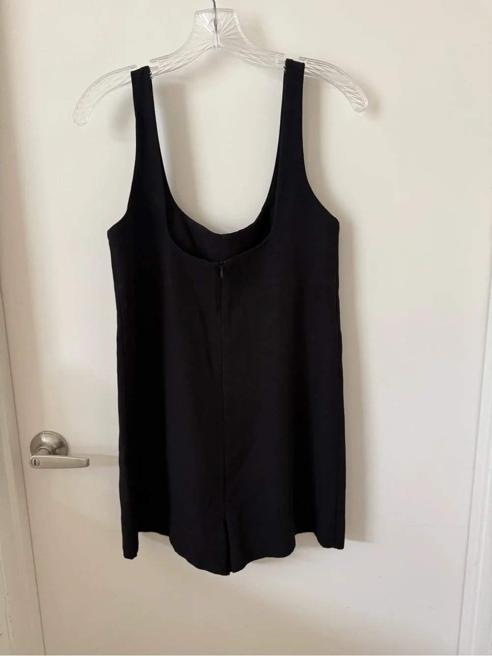 Zara Black Linen Blend Romper Scoop Neck Minimalist Sz XS